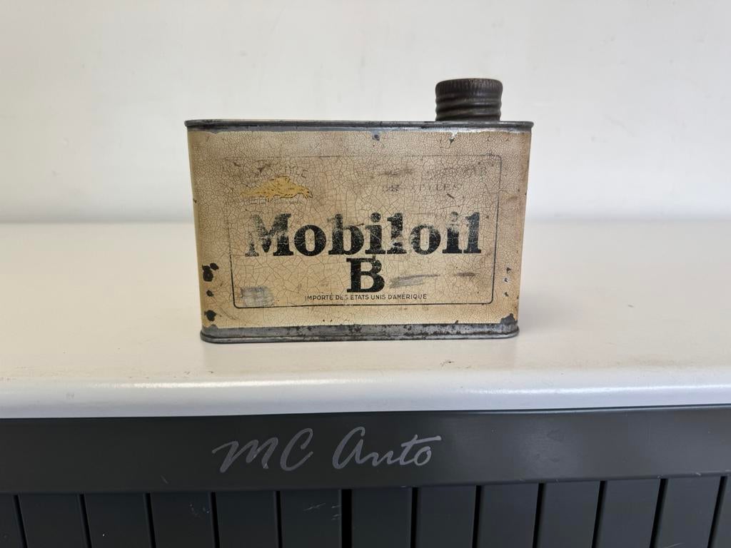Mobiloil oil B 1 liter olie blik, Ophalen of Verzenden, Gebruikt, Verpakking