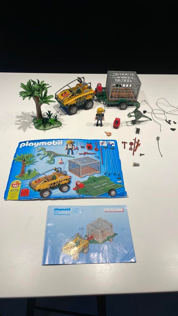 Playmobil dino 4175 auto met remorque trex, Kinderen en Baby's, Speelgoed | Playmobil, Ophalen of Verzenden