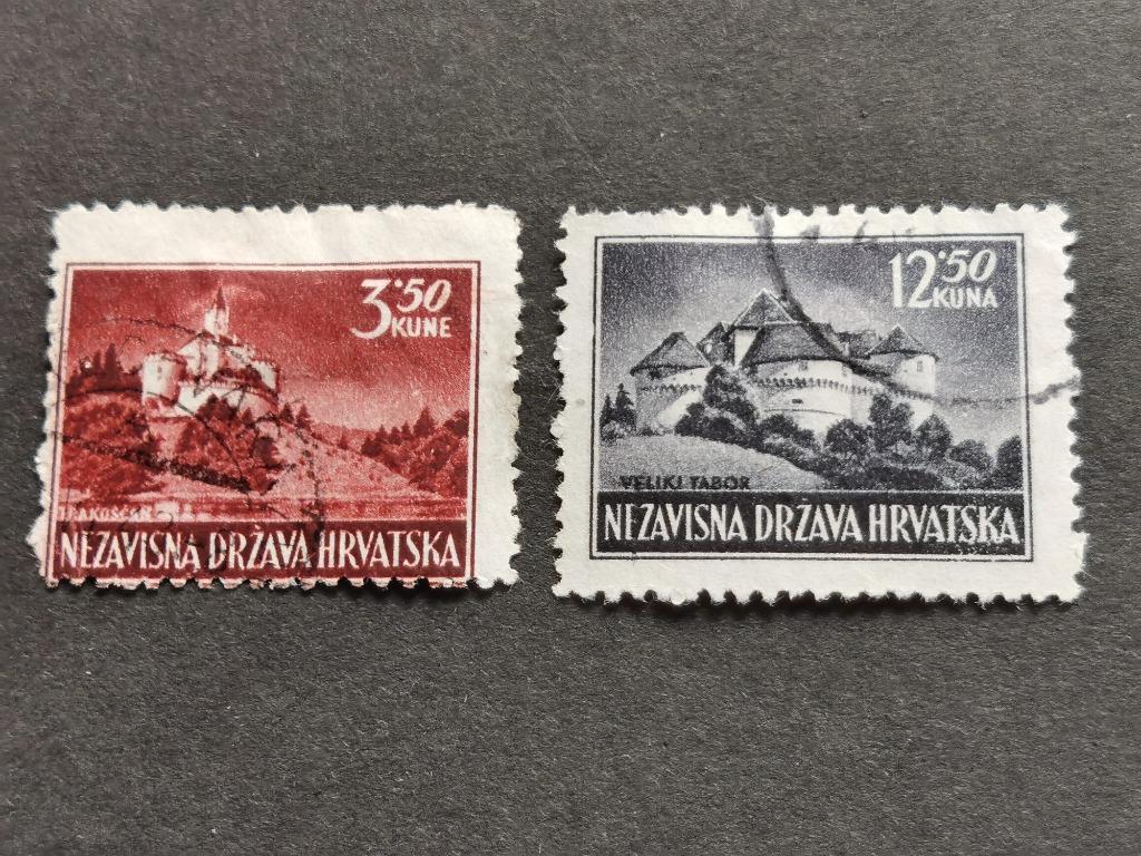 Kroatie 1943 - kastelen - Trakoscan en Veliki Tabor, Ophalen of Verzenden, Joegoslavië, Gestempeld