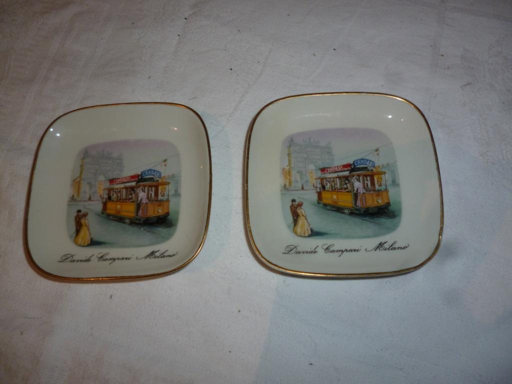 2 kleine schotels onderleggers porselein DAVIDE CAMPARI, Verzamelen, Merken en Reclamevoorwerpen, Ophalen of Verzenden