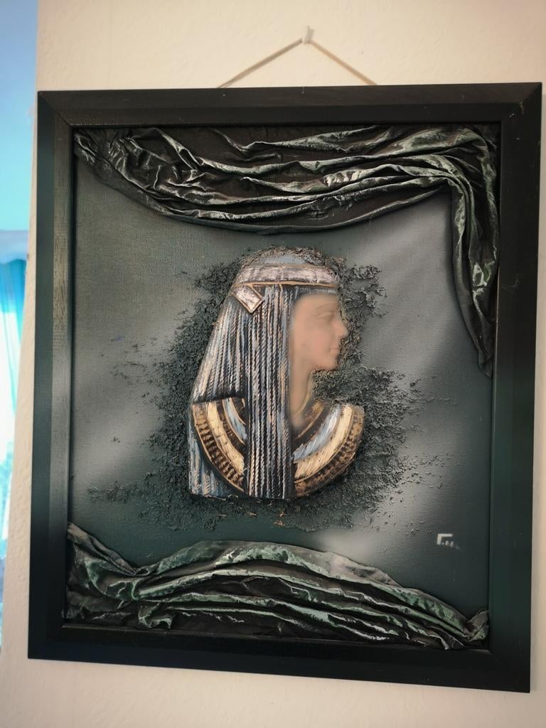 Tableau Néfertiti en cuir, Maison & Meubles, Enlèvement ou Envoi, Comme neuf