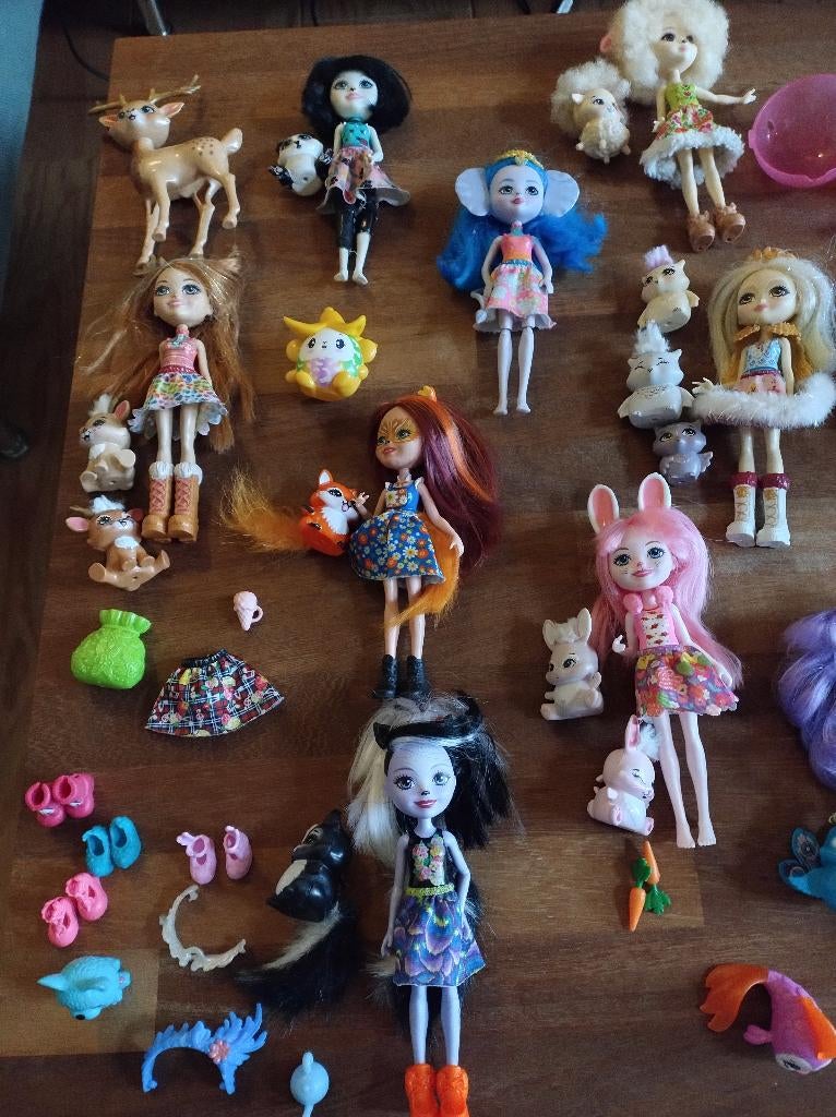 Enchantimals set met 9 enchantimals , huisje, koets, Enlèvement, Utilisé