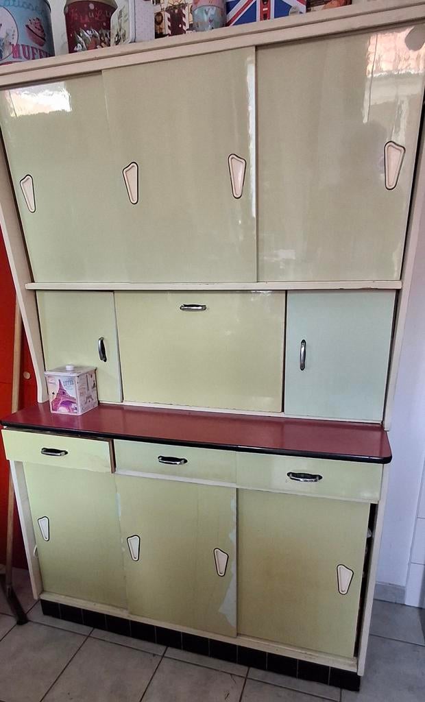 Meuble cuisine mado formica  vert et rouge., Maison & Meubles, Enlèvement