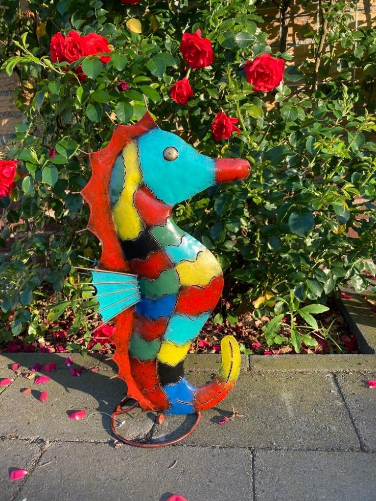 ZEEPAARD METAAL HANDMADE met waxinehouder 48 CM, Ophalen of Verzenden