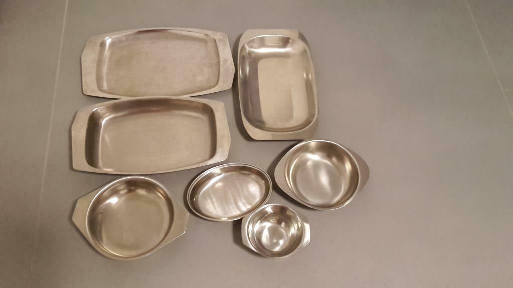 7 vintage inox schalen en kommentjes, Ophalen of Verzenden