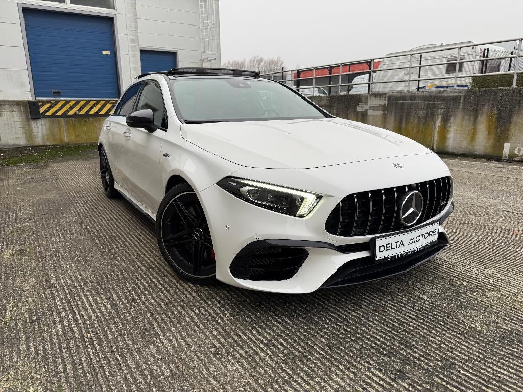 Mercedes-Benz A 45 AMG S 4Matic+ Pano|Camera|Burmestre, Auto's, Mercedes-Benz, Bluetooth, 4 cilinders, Zwart, 5 zetels