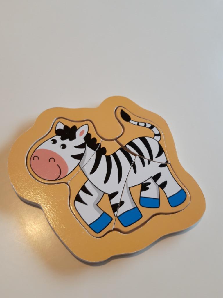 Houten kinderpuzzel - Zebra, Nieuw, Ophalen of Verzenden, Van hout, Minder dan 10 stukjes