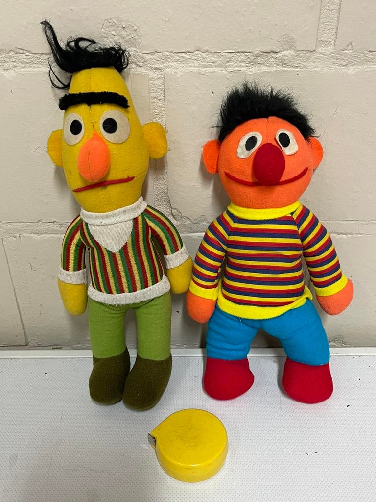 Bert en Ernie poppen knickerbocker jaren 80, Ophalen of Verzenden