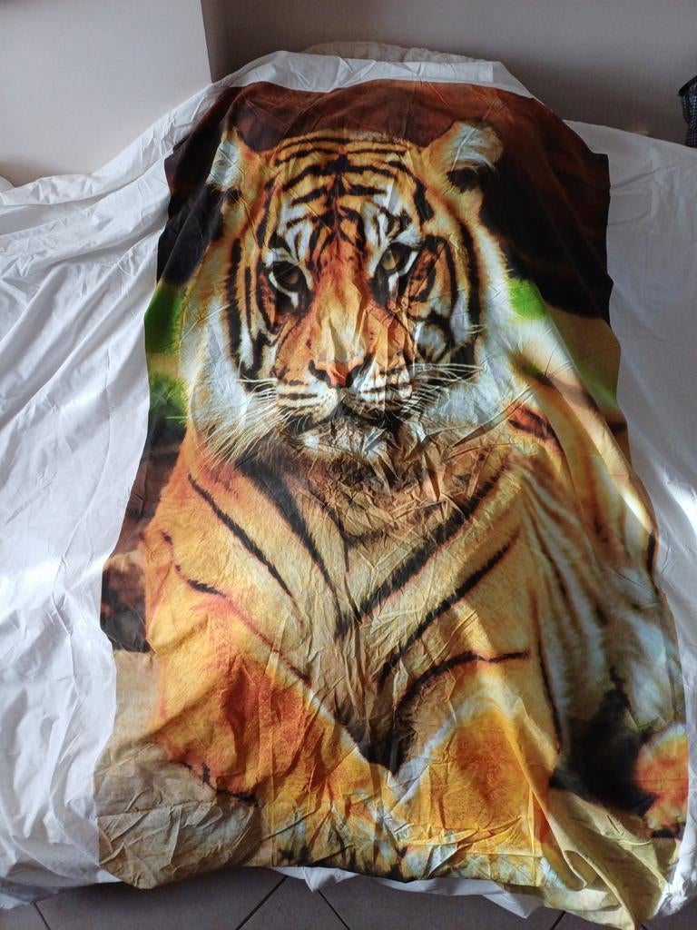 Housse de couette Tiger Profile, Enlèvement ou Envoi, Housse de couette, Comme neuf, Blanc