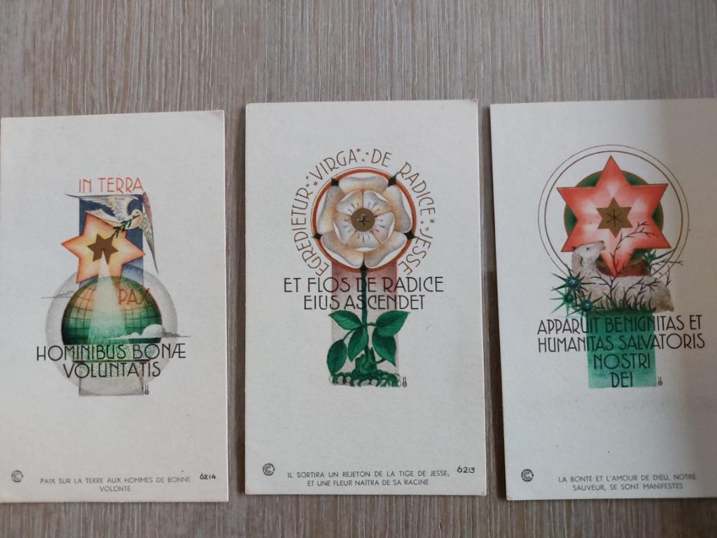 3 oude  blanco bidprentjes met Latijnse spreuken, Verzenden