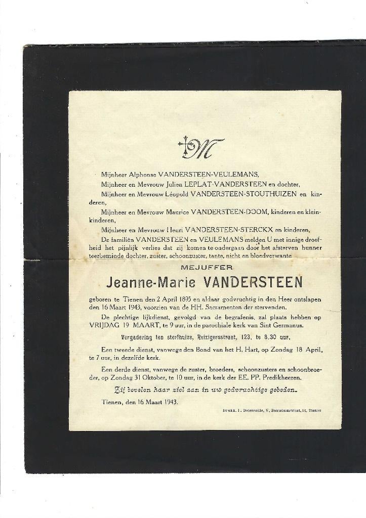 Faire part de décès, Verzamelen, Bidprentjes en Rouwkaarten, Ophalen of Verzenden