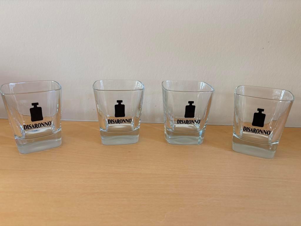 4 glazen amaretto Disaronno, Verzamelen, Ophalen of Verzenden