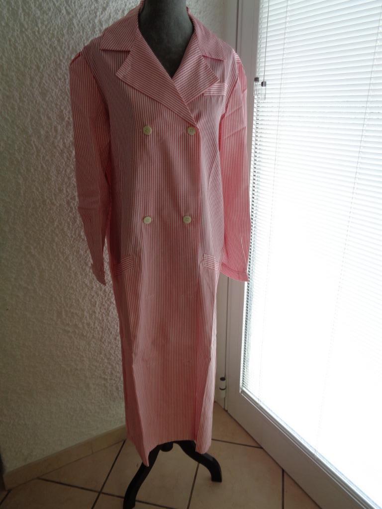 Tablier de Travail rose rayures ancien. Taille S, Jardin & Terrasse, Vêtements de travail, Utilisé, Femmes, Enlèvement ou Envoi