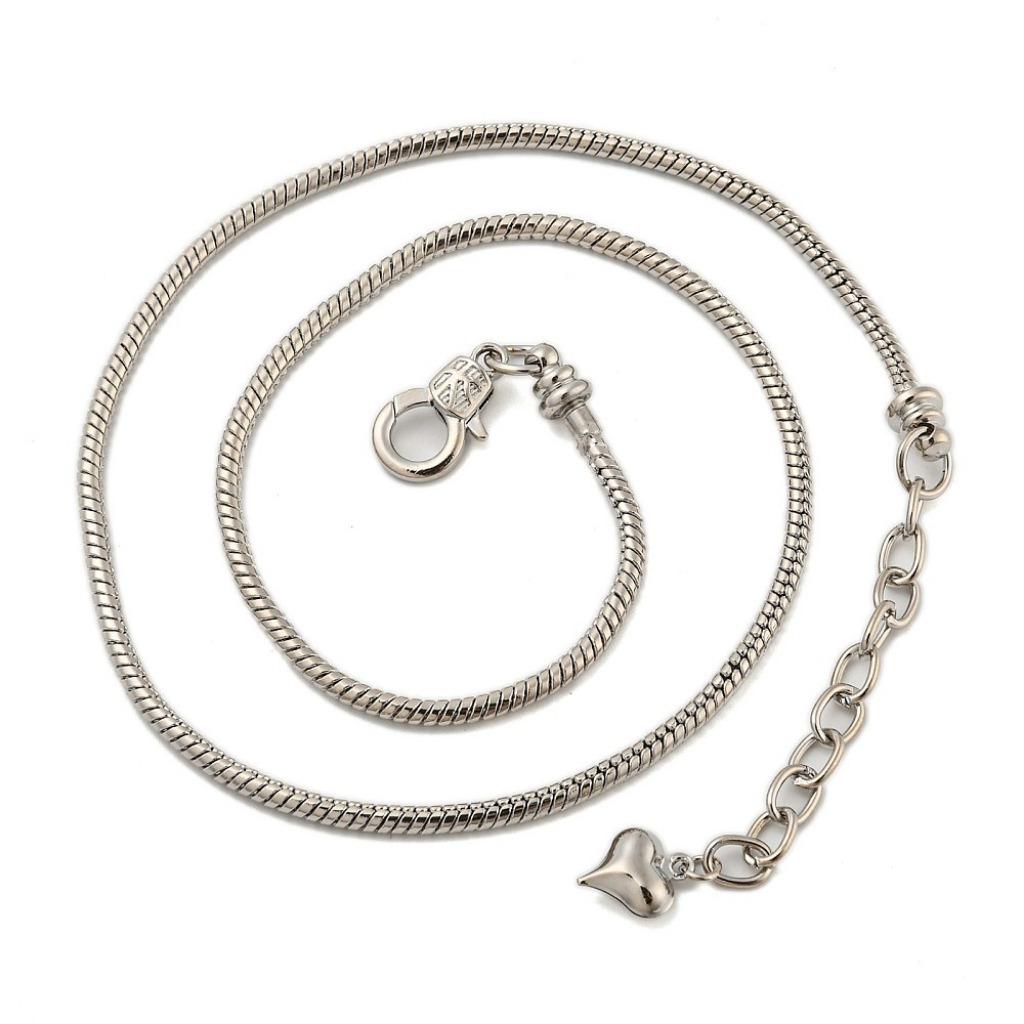 Chaîne double en métal argenté avec bouchon amovible, Envoi, Neuf, Argent, Réglable