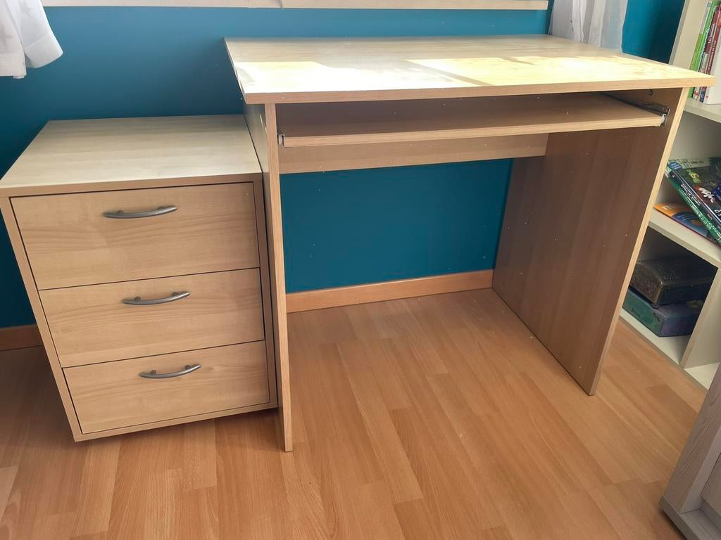 Bureau ikea + caisson à 3 tiroirs, Enlèvement