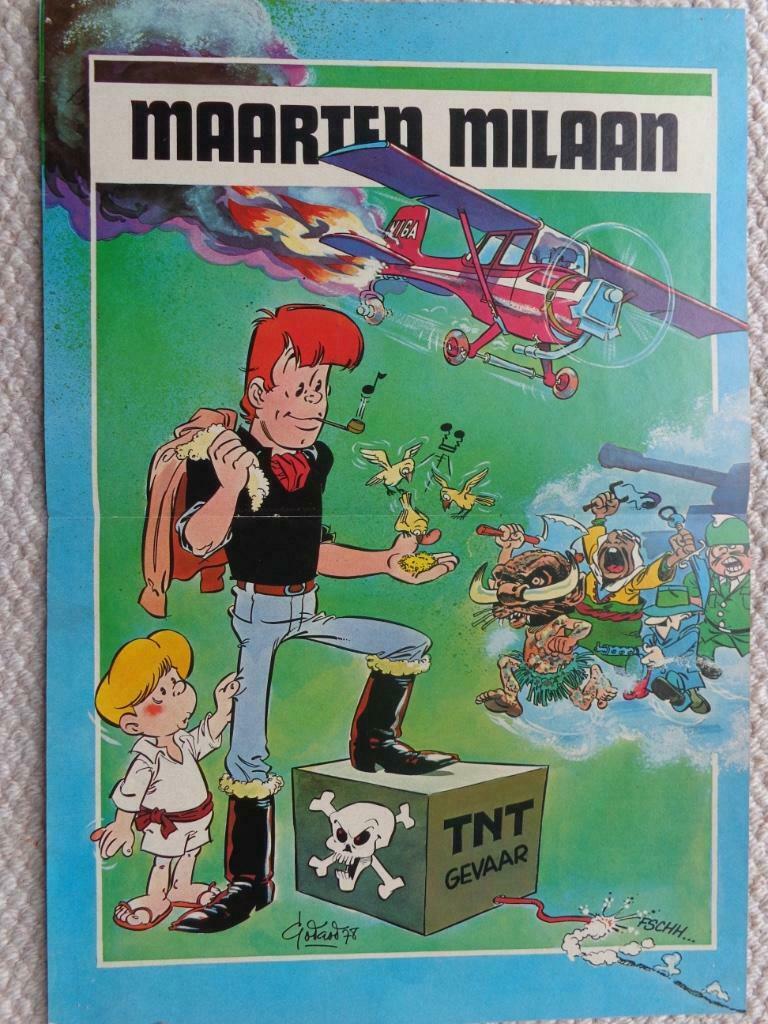 Maarten Milaan - middenblad poster uit stripblad (A3 formaat, Boeken, Ophalen of Verzenden, Gelezen