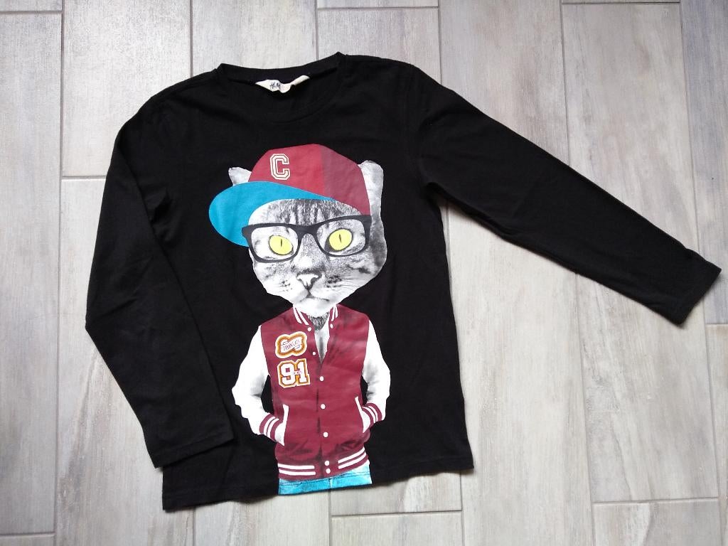 ★ M122/128 - Nieuwe longsleeve kat, Ophalen of Verzenden, Nieuw, Jongen, Shirt of Longsleeve