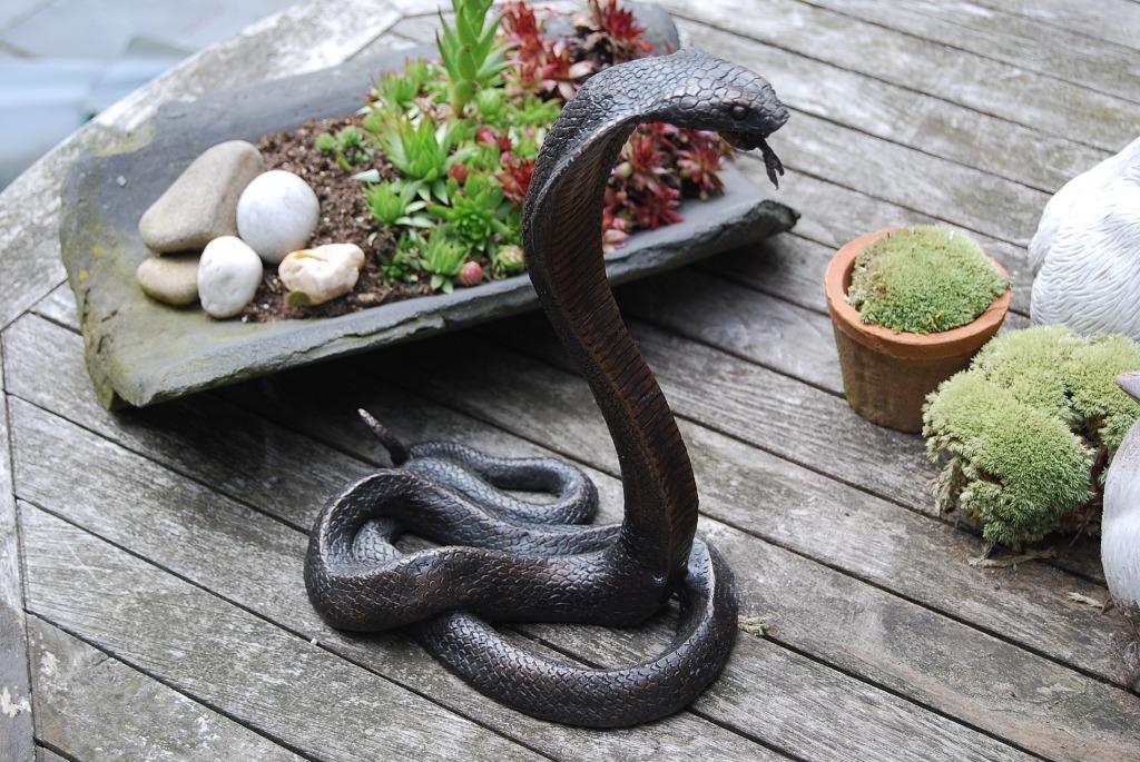 SUPERBE SERPENT COBRA EN BRONZE, Antiquités & Art, Antiquités | Bronze & Cuivre, Bronze, Enlèvement ou Envoi
