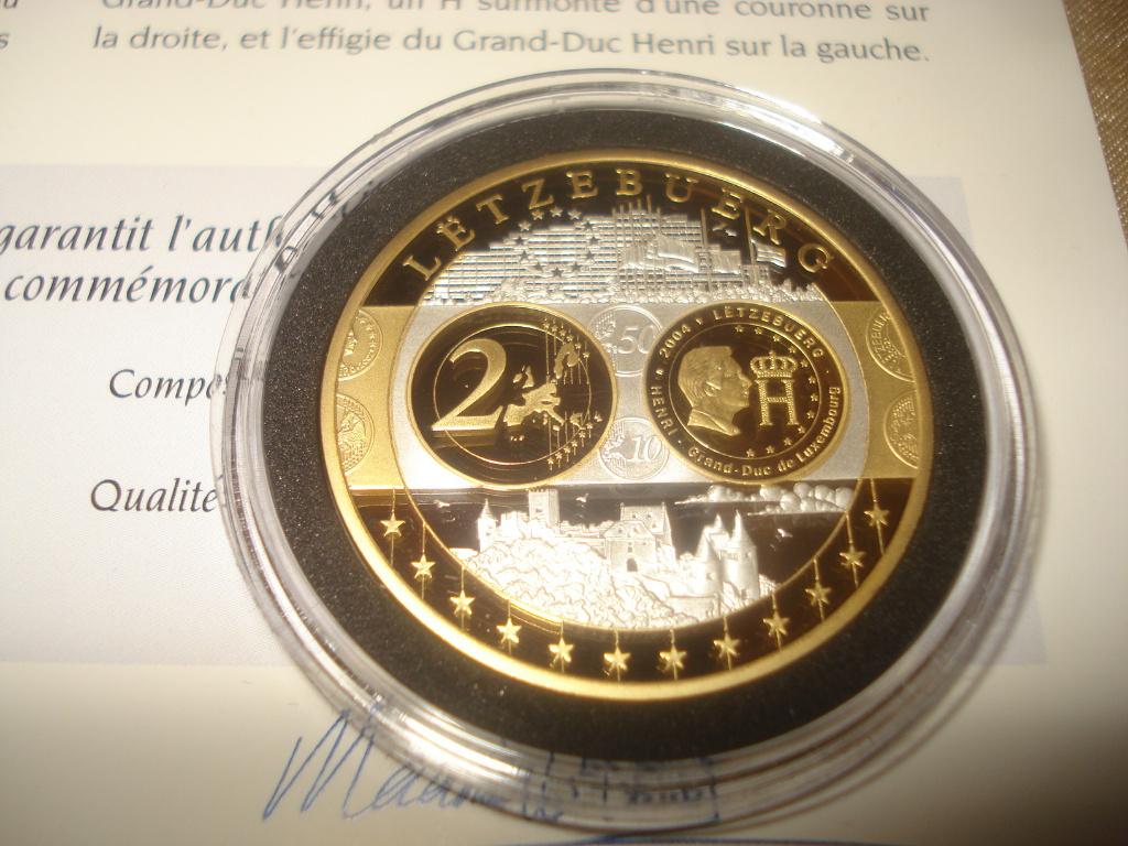 Pièce Commémorative Luxembourg Arg/Plaqué Or Hommage à Euro, Enlèvement ou Envoi, Luxembourg, Argent, Autres valeurs
