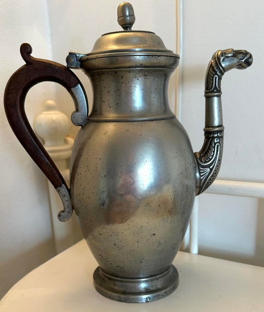 Cafetière en étain XVIII eme s, marques de Bruxelles, Antiquités & Art