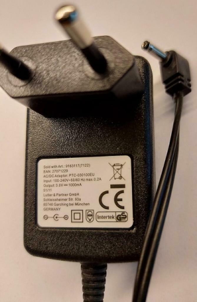 Adapter oplader Intertek 3V 1000mA., Elektronische apparatuur, Ophalen of Verzenden, Gebruikt