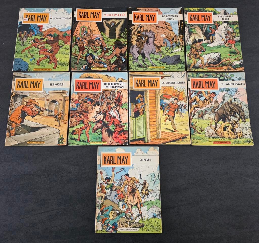 Lot strips: Karl May  ( blauwe achterkant  ), Ophalen of Verzenden, Gelezen