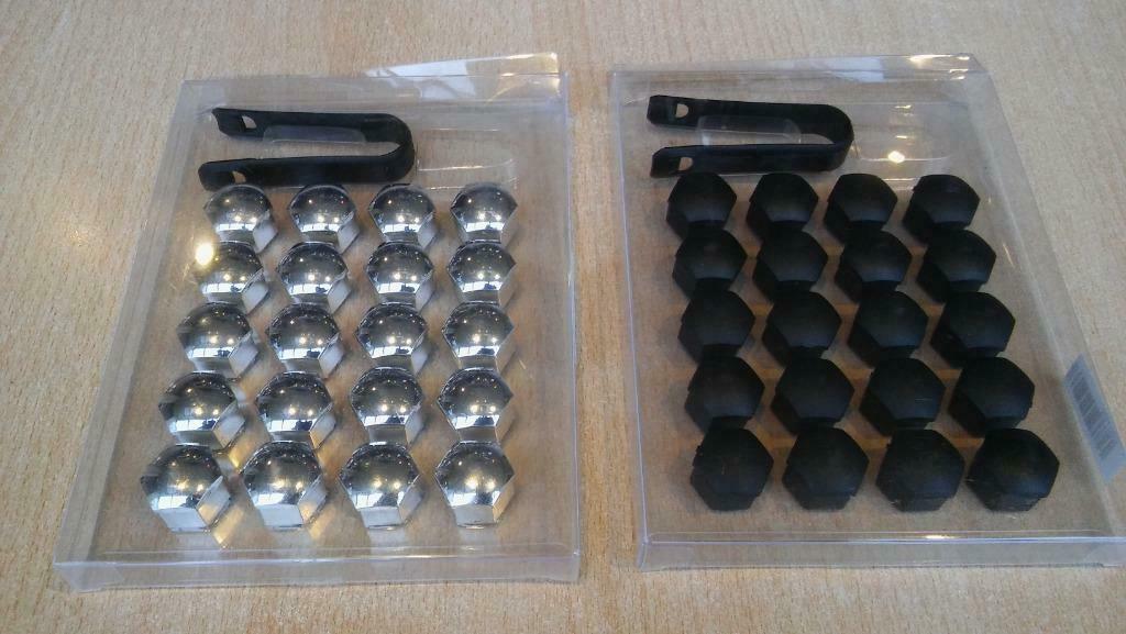 17 of 19 mm black / chrome nut bolt covers caps 20 stuks, Enlèvement ou Envoi, Neuf