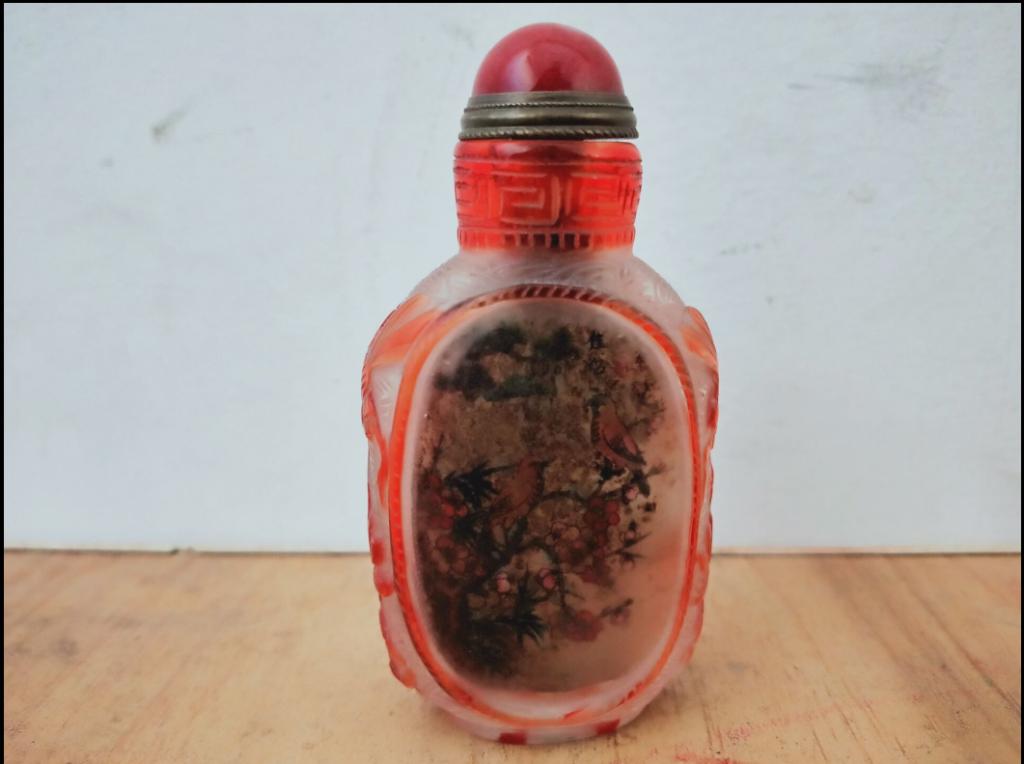Handmade - Inside painted glass - Snuiftabak-fles, Ophalen of Verzenden