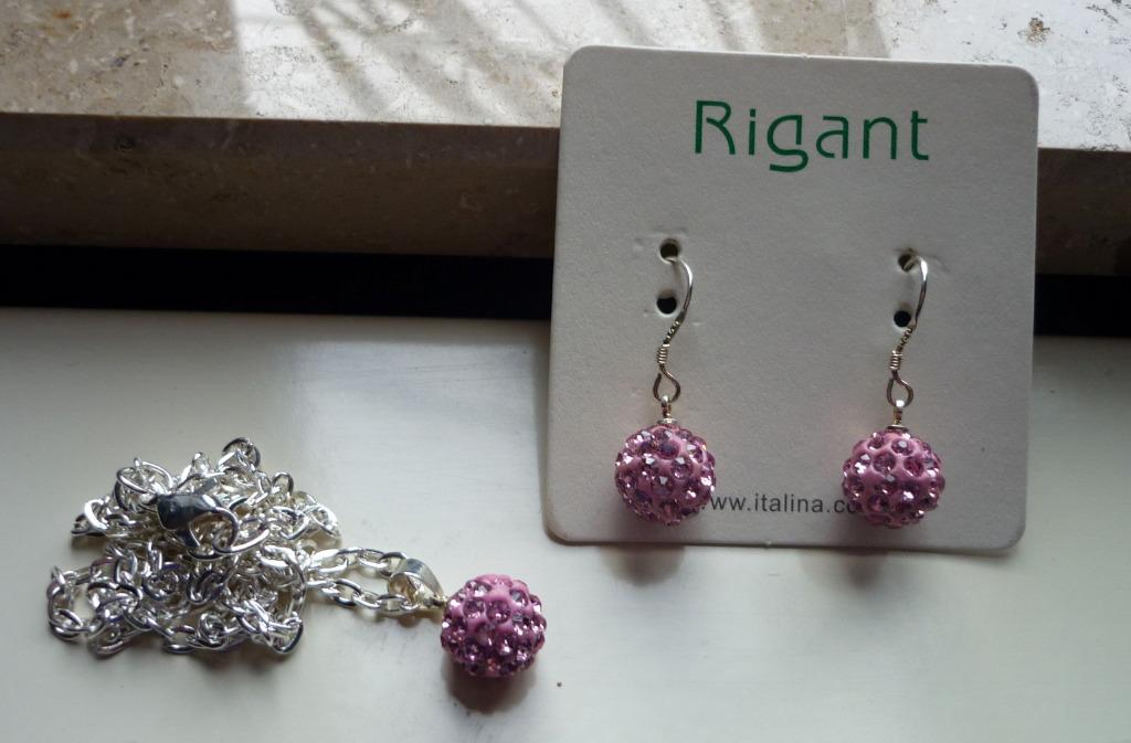 Set ketting hanger en oorbellen bol Strass Roze Shamballa, Bijoux, Sacs & Beauté, Colliers, Enlèvement ou Envoi, Rose, Argent