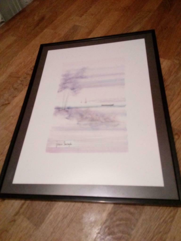 Aquarelle encadrée / FRANCO CASIRAGHI, Antiek en Kunst, Kunst | Schilderijen | Modern, Ophalen of Verzenden