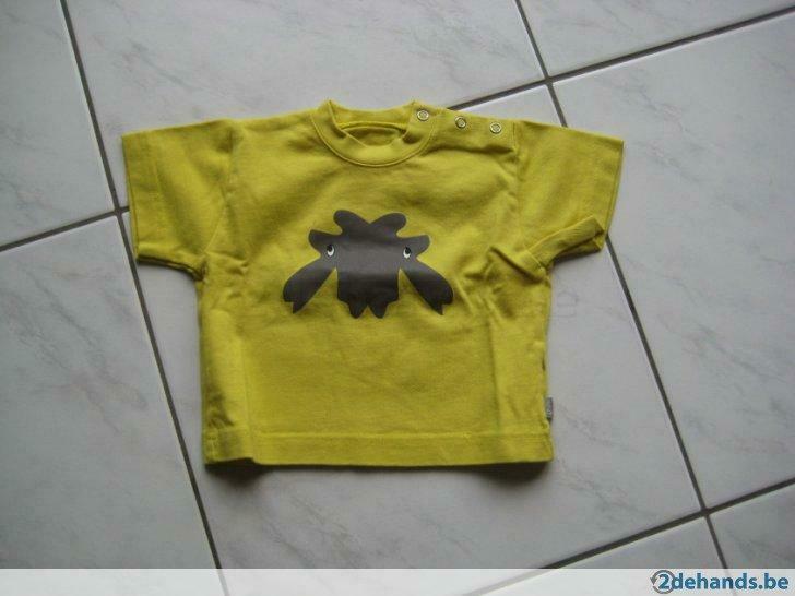 geel t-shirtje maat 62 P'tit Filou, Kinderen en Baby's, Babykleding | Maat 62, Ophalen of Verzenden, Zo goed als nieuw, Jongetje