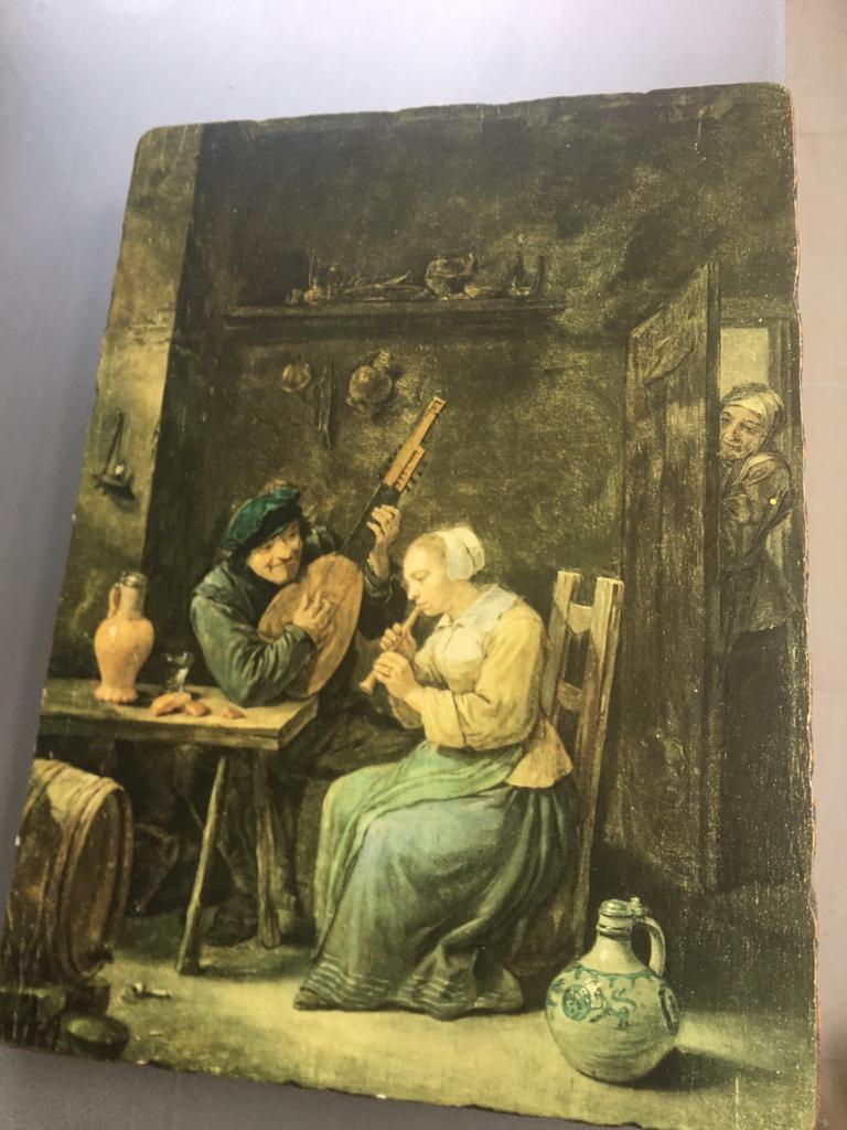 Schilderijtje op hout David Teniers 30,5 x 22,5cm, Antiek en Kunst, Ophalen