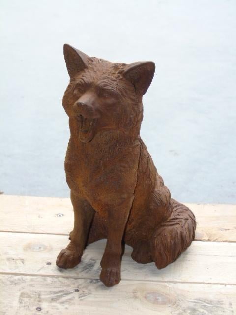 roestige gietijzeren vos (de kreet)..., Tuin en Terras, Ophalen of Verzenden, Nieuw, Metaal, Dierenbeeld