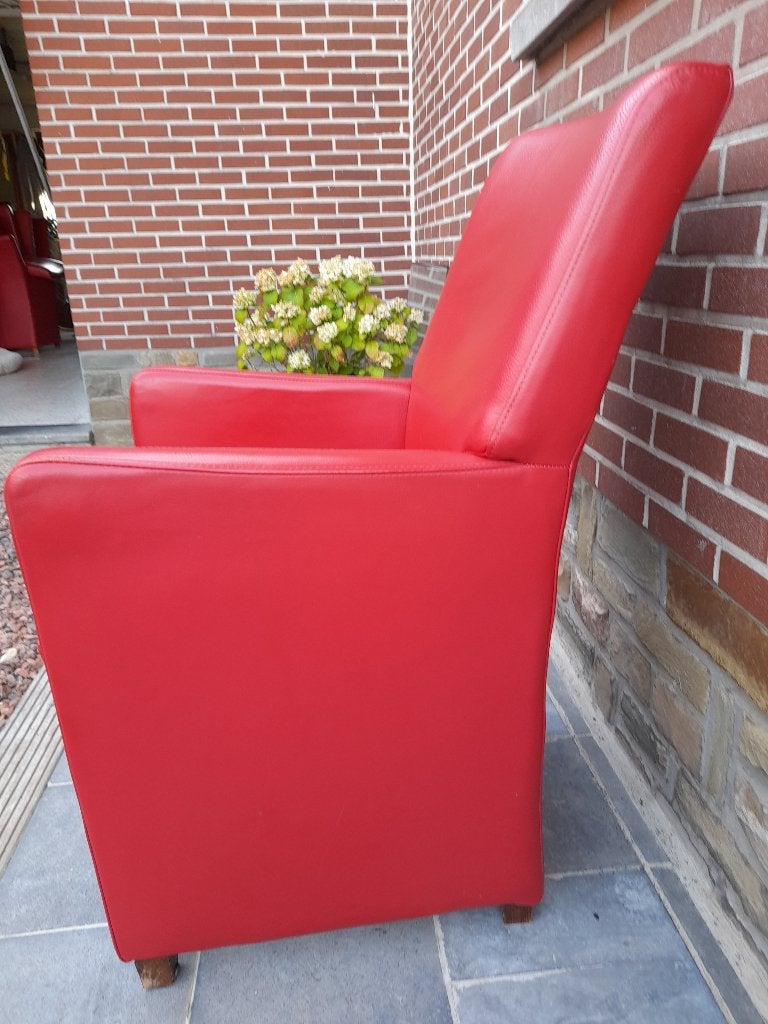 Mobitec rode leren fauteuil als nieuw 35 euro/stuk, Ophalen, Minder dan 75 cm, Leer, Zo goed als nieuw