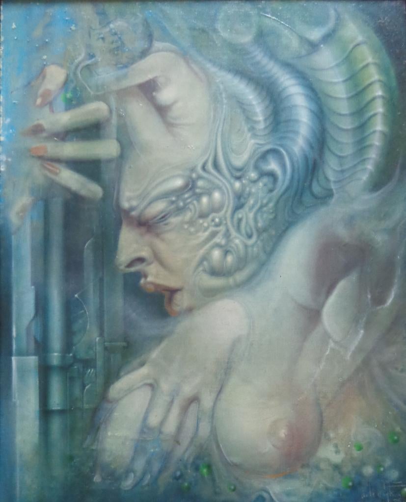 ROGER VAN BELLEGHEM / NAAKTEN / OLIEVERF / 58x50cm / KADER, Enlèvement ou Envoi, Signé, Peinture à l'huile, Figures
