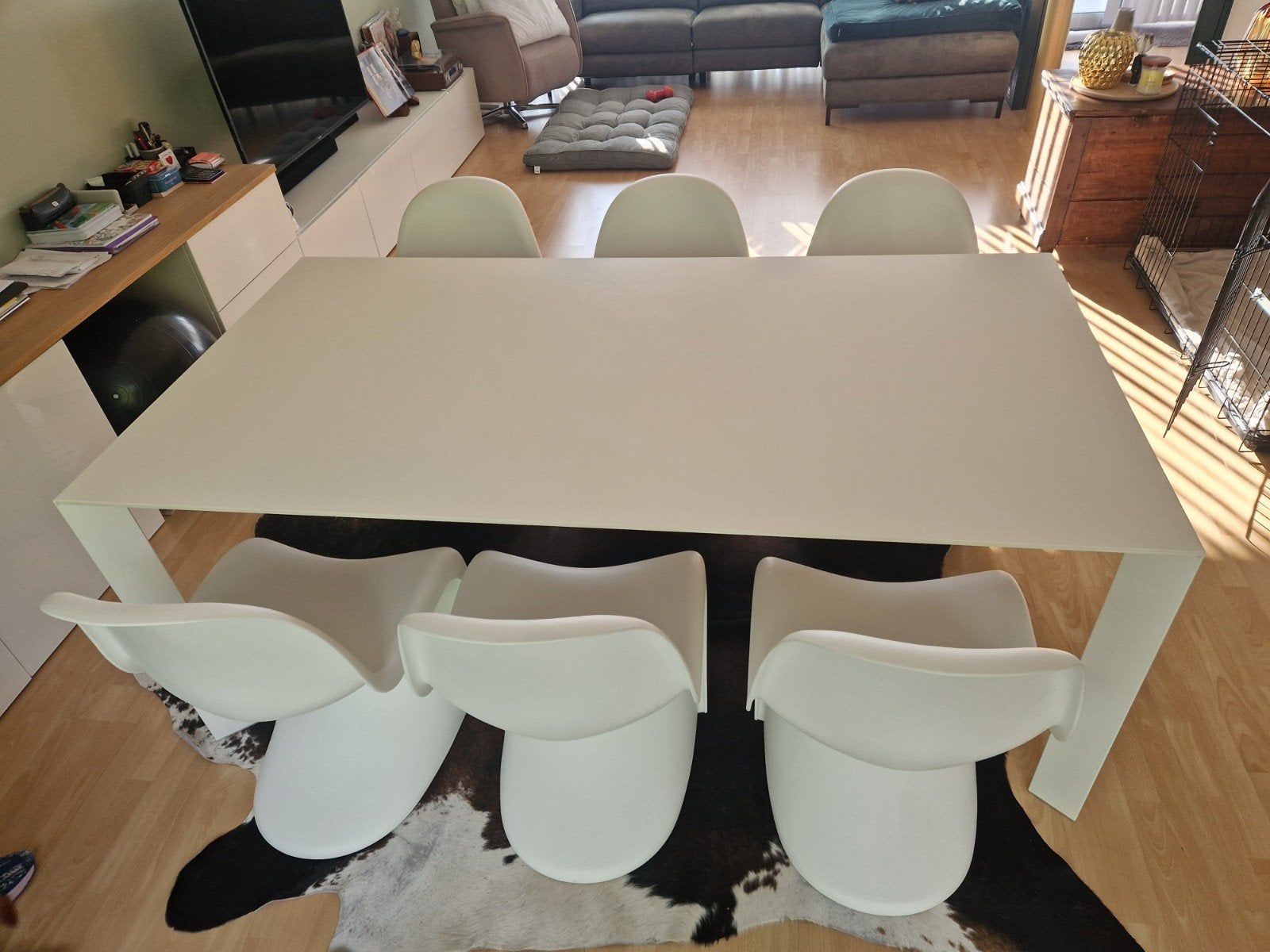 Vitra panton eet tafel stoelen, Ophalen, 100 tot 150 cm, Zo goed als nieuw, 150 tot 200 cm