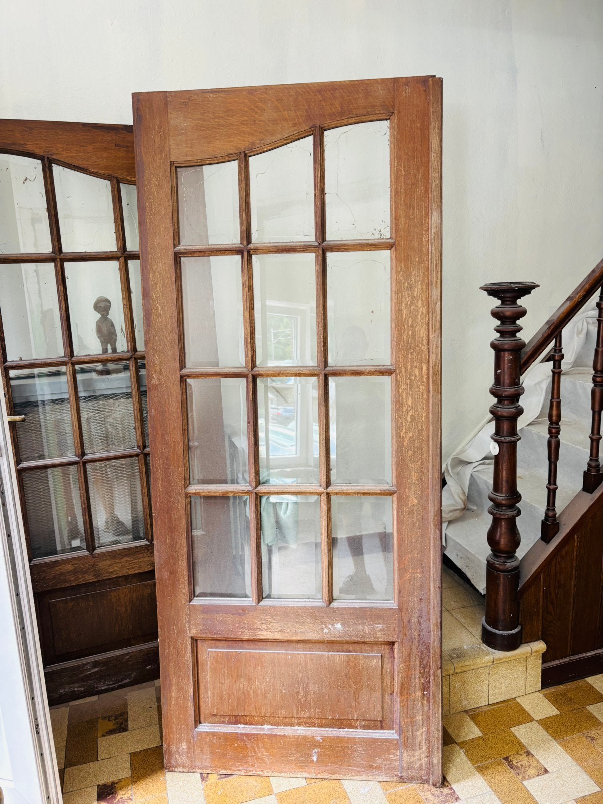 Portes chêne massif 3/4 vitrées, Maison & Meubles, Vintage, Enlèvement, Utilisé, Bois