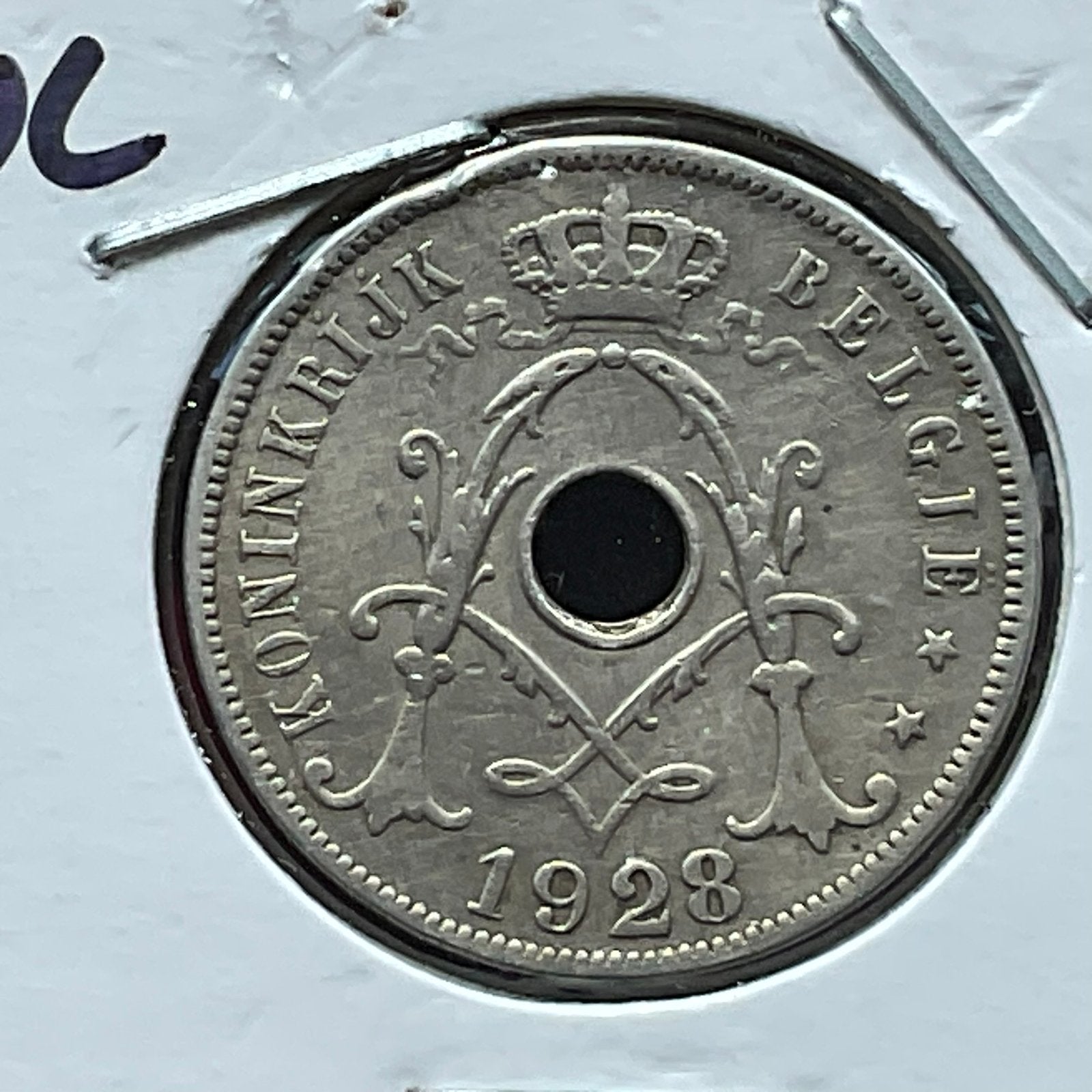 Belgique - Belle pièce Art Nouveau 25 C NL - 1928, Envoi, Métal, Monnaie en vrac
