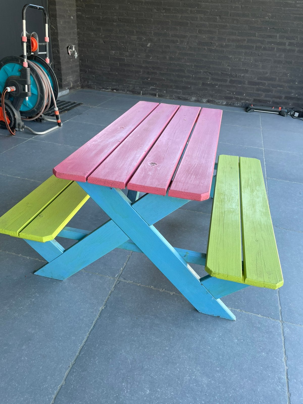 Kinderpicknicktafel, Gebruikt, Rechthoekig, Hout, Ophalen