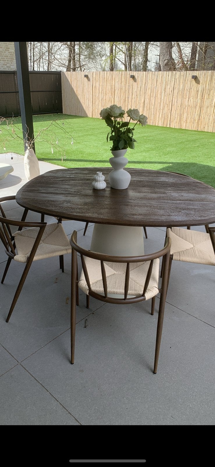 Ovale binnen of buitentafel + 6 stoelen, Maison & Meubles, Enlèvement, Comme neuf