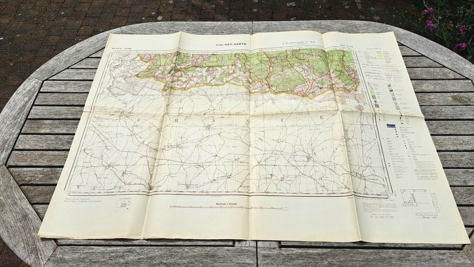 Carte Etat-Major allemande 1941 CUL-DES-SARTS ROCROI France, Collections, Enlèvement ou Envoi