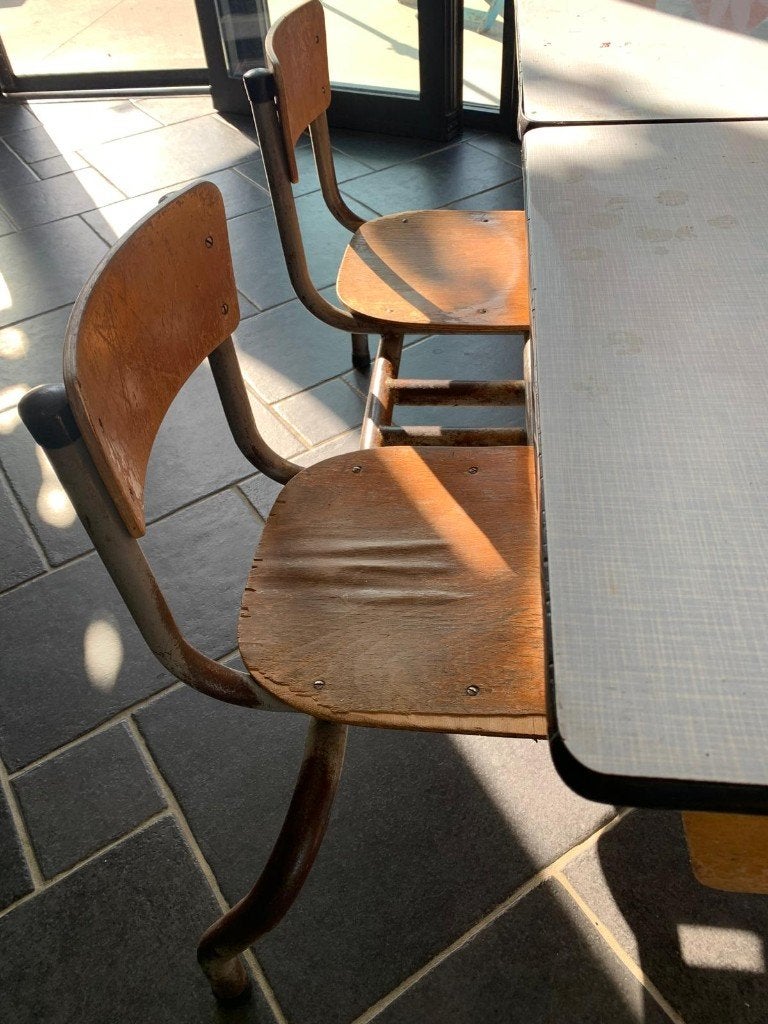 Retro schoolbankje, Maison & Meubles, Maison & Meubles | Autre, Enlèvement, Utilisé