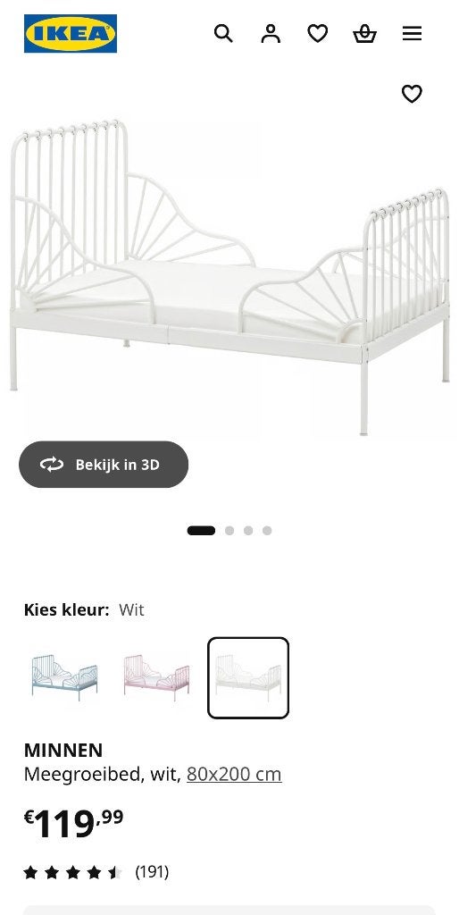 Kinderbed - meegroeibed wit, Huis en Inrichting, Slaapkamer | Bedden, Ophalen, Verstelbaar, Eenpersoons, Wit