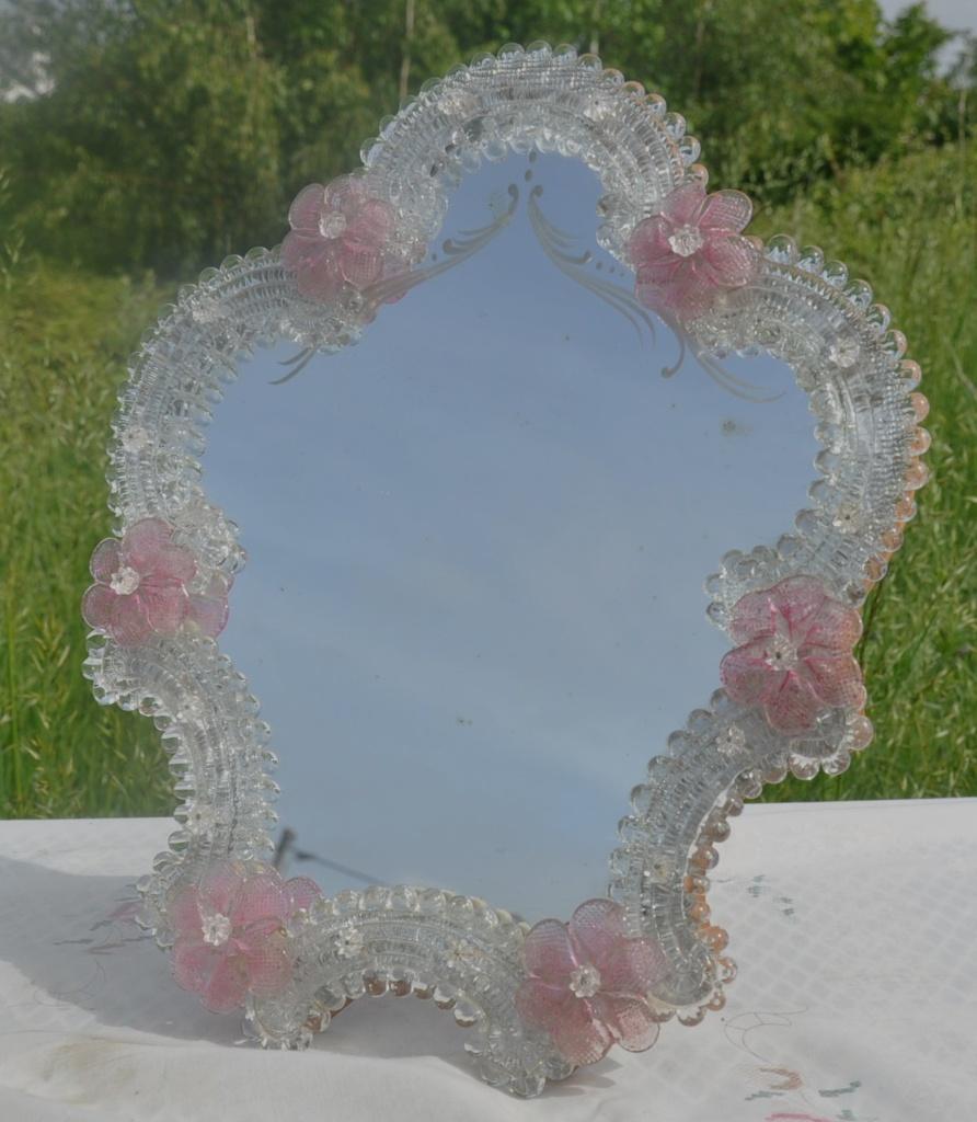 miroir murano avec pied de pose, Ophalen of Verzenden, Overige vormen, Minder dan 50 cm, Minder dan 100 cm