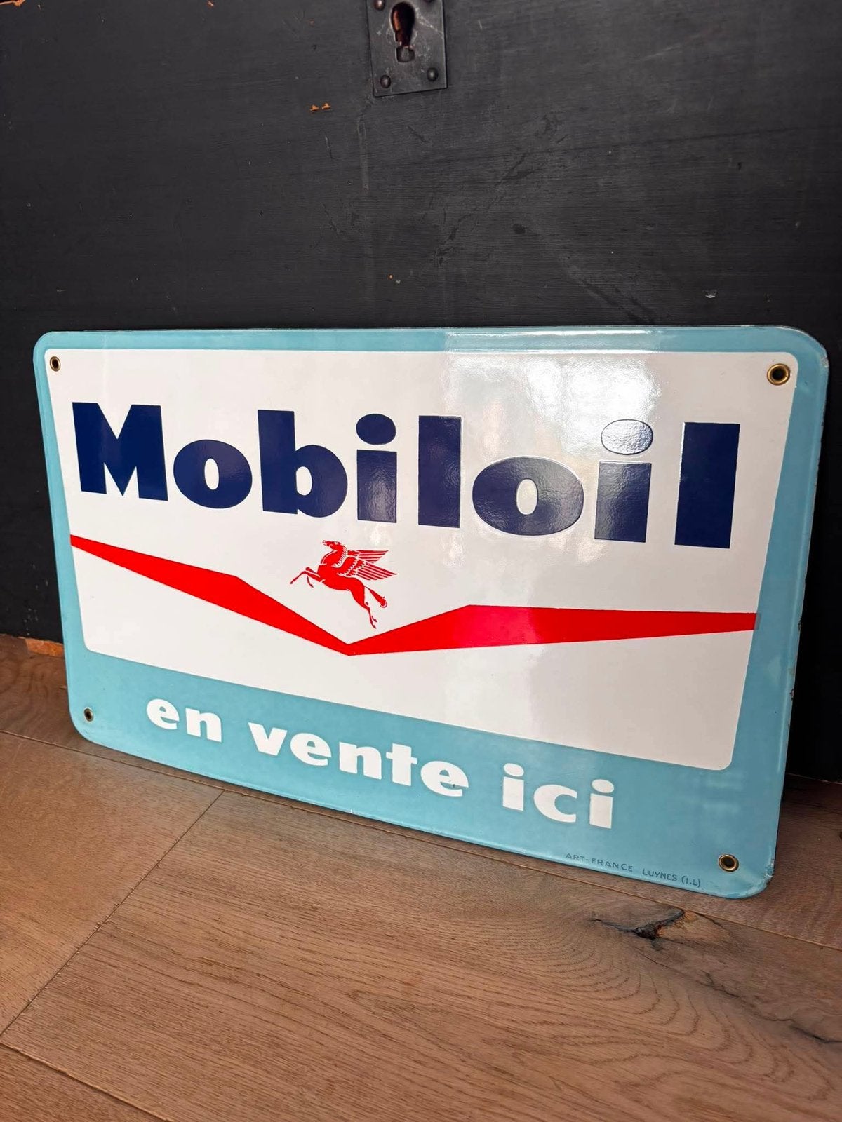 Plaque émaillée originale mobiloil reclamebord, Collections, Enlèvement ou Envoi, Comme neuf
