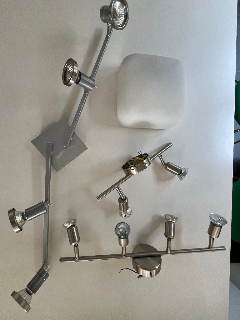 Plafondspots en plafondlamp, Ophalen, Zilver, GU10, Design