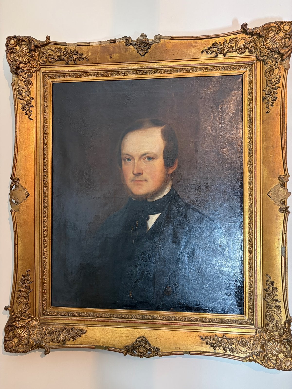 19e-eeuws portret ‘Gustave Biebuyck’ – Eugène Van Maldeghem, Enlèvement, Daté, Peinture à l'huile, Toile