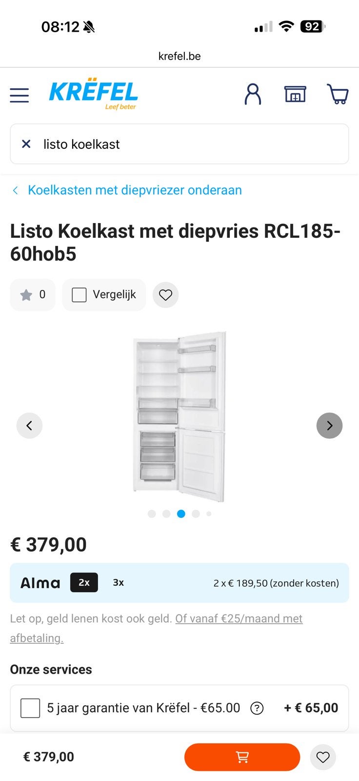 Combi frigo/diepvries, Ophalen, Zo goed als nieuw, Met aparte vriezer