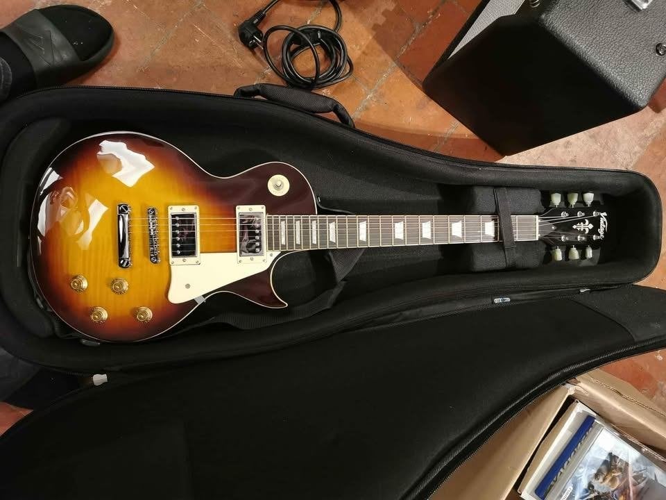 Vintage V100TSB Sunburst & Fender Vibro Champ XD, Gebruikt, Met versterker, Solid body, Ophalen