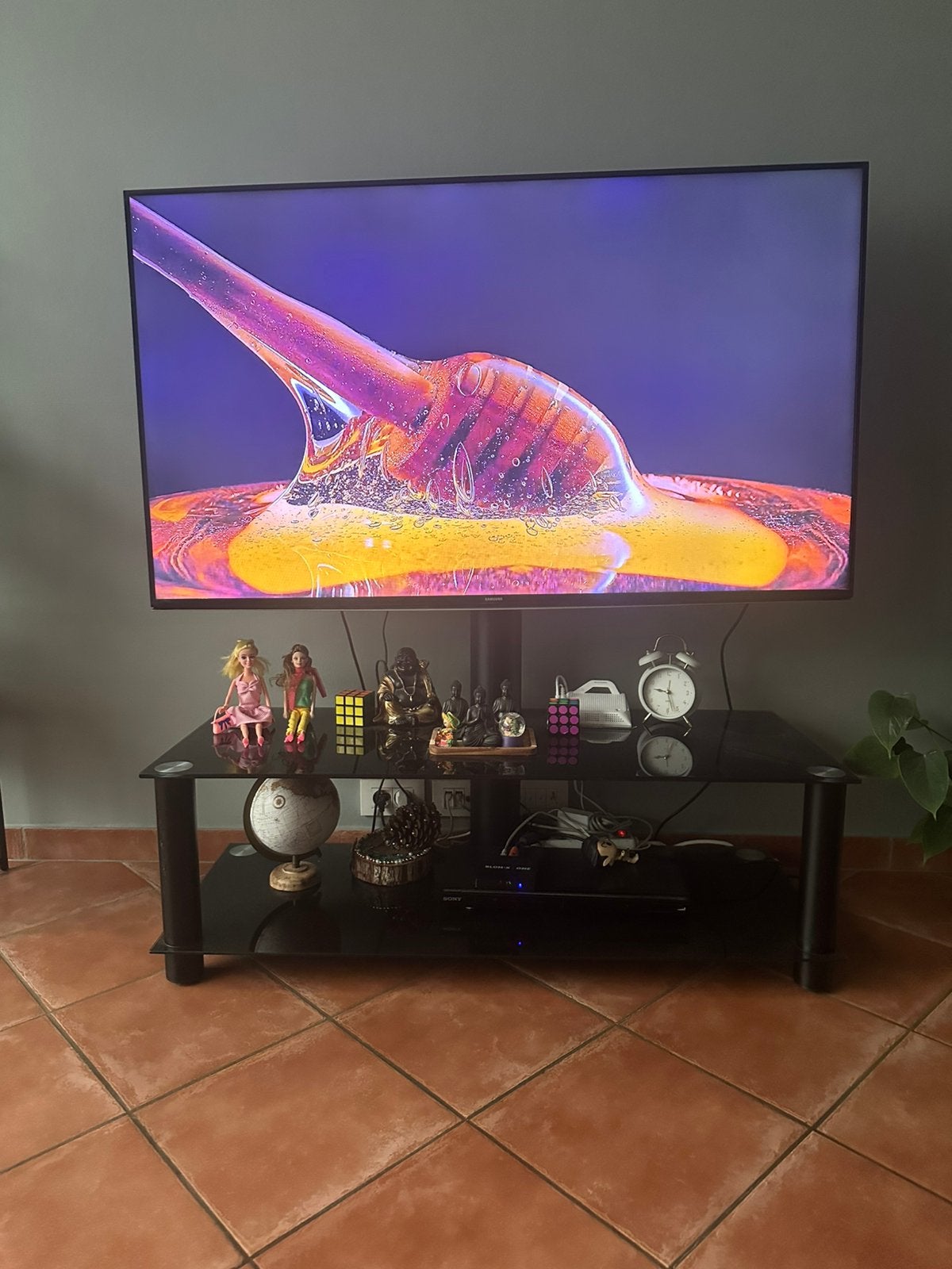 55 inch smart tv samsung met kast, Enlèvement, Comme neuf, Verre, 100 à 150 cm